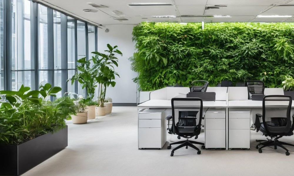 Văn phòng thiết kế có trang trí cây xanh