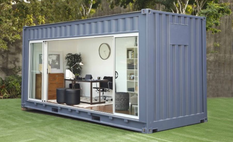 Thiết kế container văn phòng hiện địa sơn xám trắng