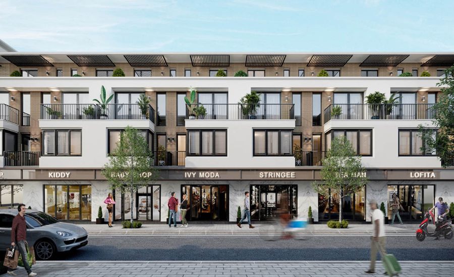 Mẫu nhà shophouse thiết kế liền kê khu thương mại