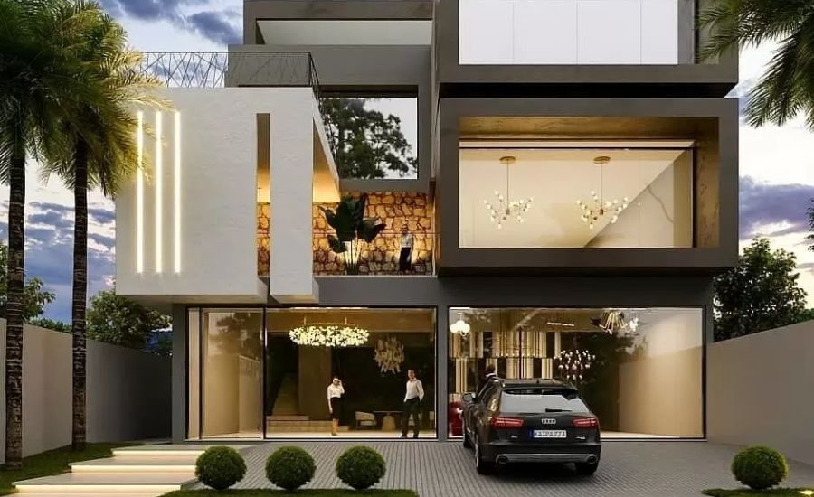 Mẫu nhà shophouse có thiết kế tích hợp gara oto