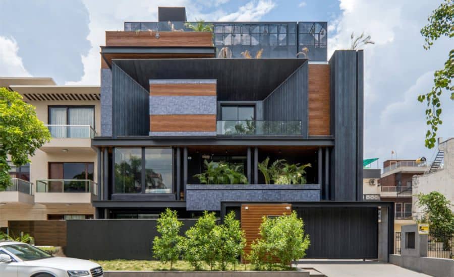 Thiết kế mặt tiền văn phòng xanh hoá