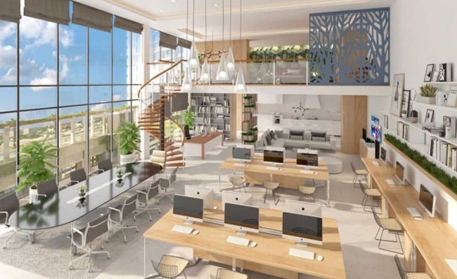 Thiết kế nhà kết hợp văn phòng có không gian rộng