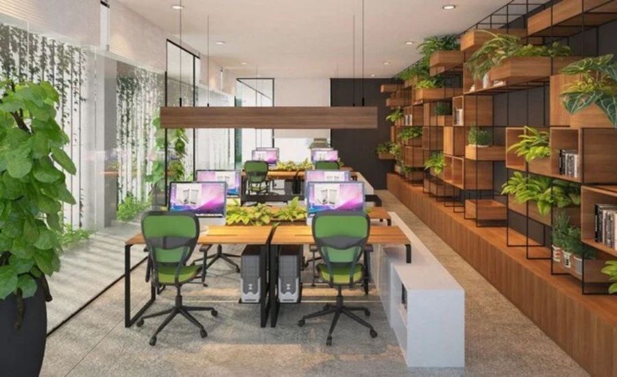 Văn phòng thiết kế nội thất phong cách xanh